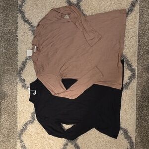 Silky soft mocked collar long-sleeved shirts